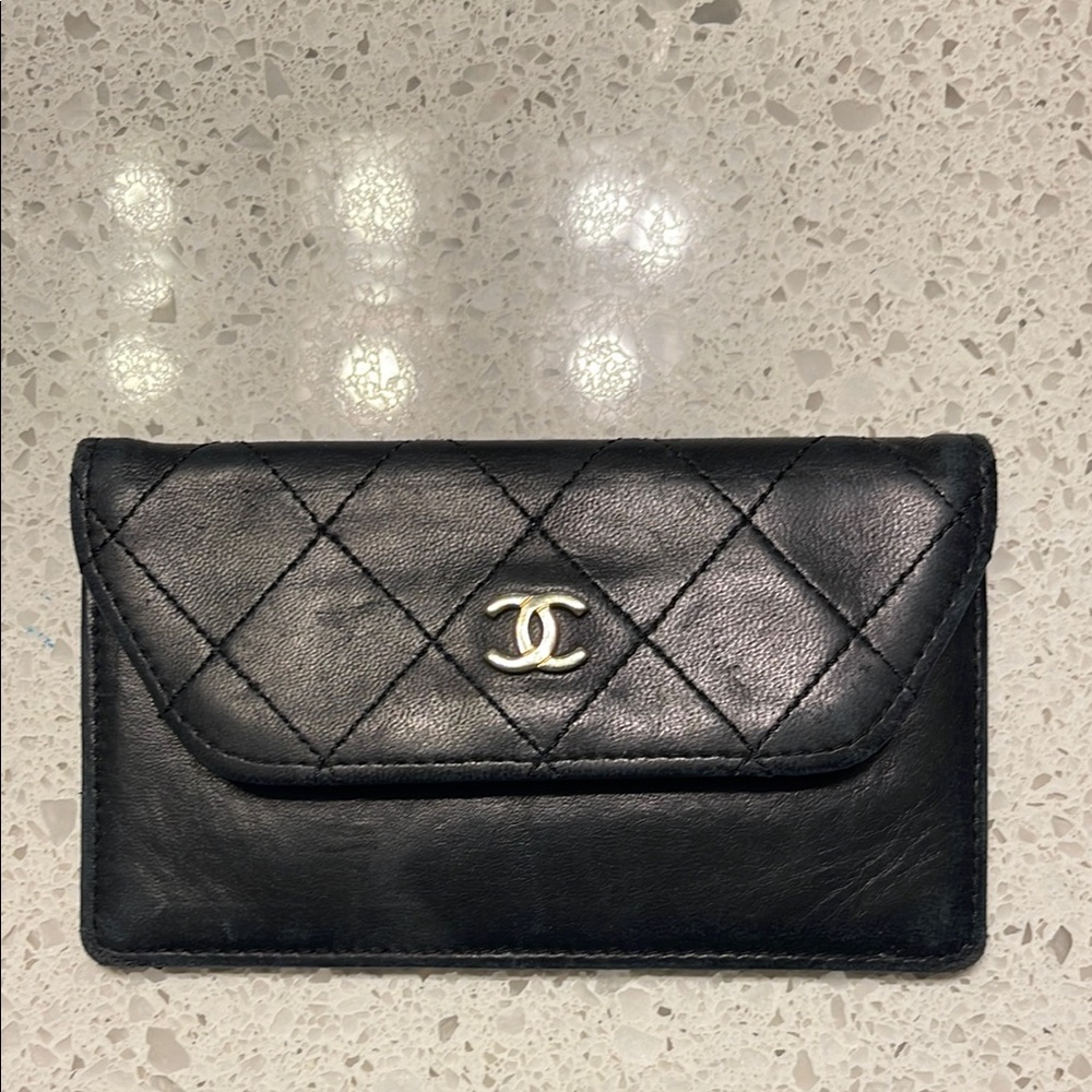 Chanel Black Quilted Card Holder OBO